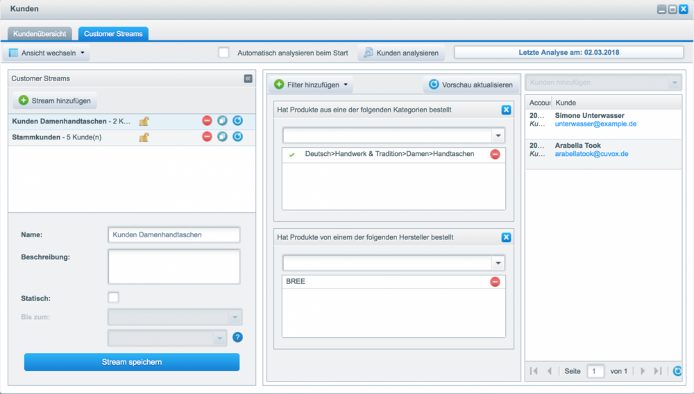 Customer Stream mit Shopware erstellen