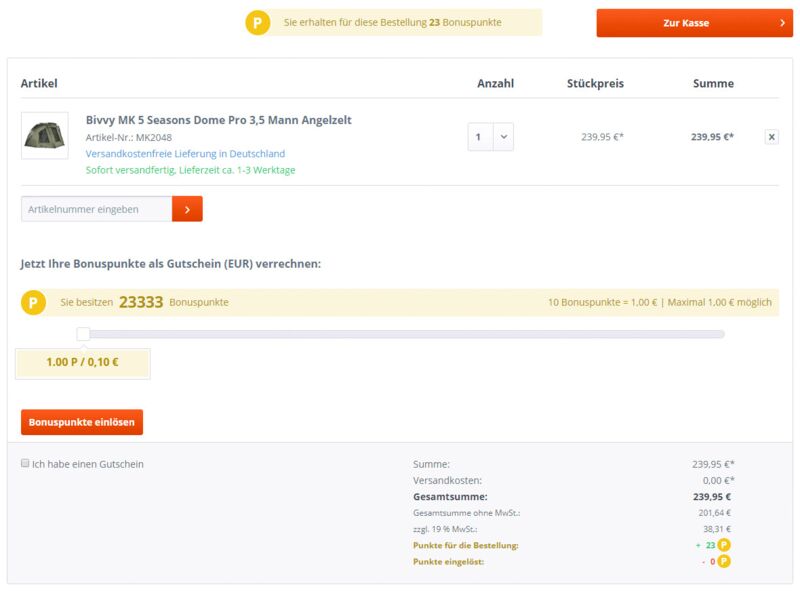 Warenkorb Shopware Bonus-System